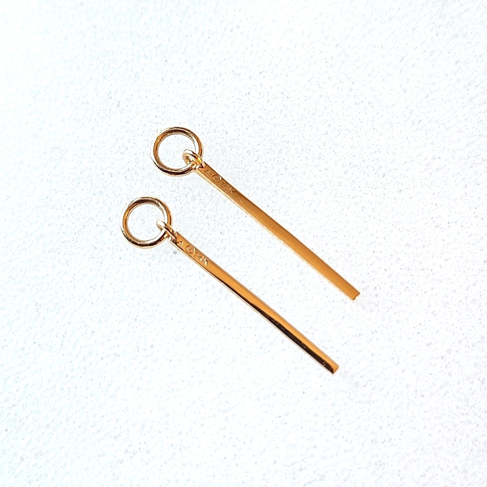 Mejuri Single Bar Hoop Charm 14k Yellow Gold (selling the pair)